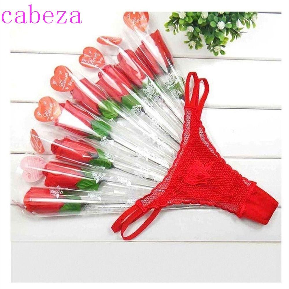 Cabeza Thongs คริสต์มาสบิกินี่ของขวัญ G-string Rose ผู้หญิงลูกไม้ G-string กางเกง