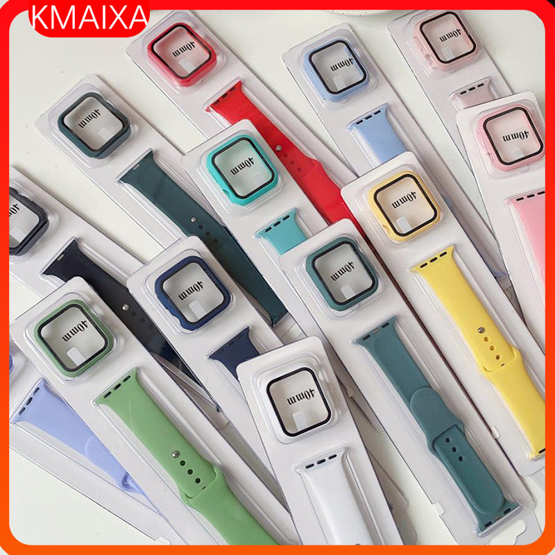 เคสซิลิโคนสําหรับ ฉันดู แอปเปิล ดู พิเศษ 2/พิเศษ 49 มม. 9 8 7 สมาร์ทวอทช์ 45 มม. 41 มม. 44 มม. 40 มม. ชุด กับ 6 3 5 4 2 1 42 มม. 38 มม.ฟิล์มกระจกนิรภัยพร้อมฝาครอบ พีซี เข็มขัดกีฬาวง
