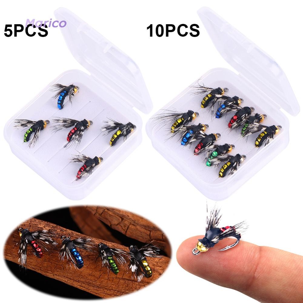 5/10 ชิ้น Fly Fishing Lures Fly เหยื่อตะขอ Bionic Fly เหยื่อสําหรับปลาเทราท์เบสปลาแซลมอน U [Marico.th]