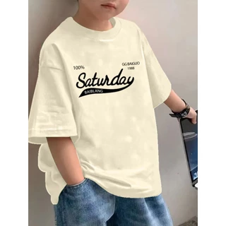 (จัดส่งตลอด 24 ชั่วโมง)เสื้อยืดแขนสั้นสำหรับเด็กชายผ้าฝ้ายฤดูใบไม้ผลิฤดูร้อน 2024 ผลิตจากผ้าคอตตอนกลางฤดูร้อนเสื้อยื