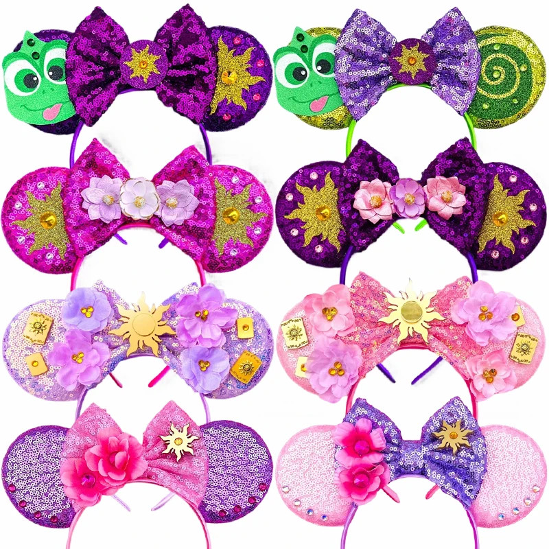 Disney Rapunzel Headband สำหรับเด็กผู้หญิง พร้อมลาย Mickey Mouse และโบว์ดอกทานตะวัน