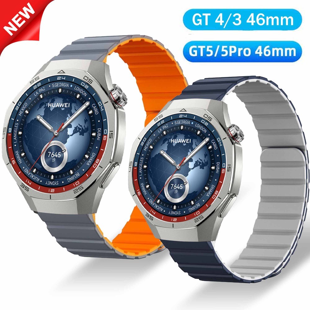 22 มม.Quick Fit สายแม่เหล็กสําหรับ Huawei Watch GT 5/5Pro 46 มม.สายรัดข้อมือซิลิโคนสองสีสําหรับ Huaw