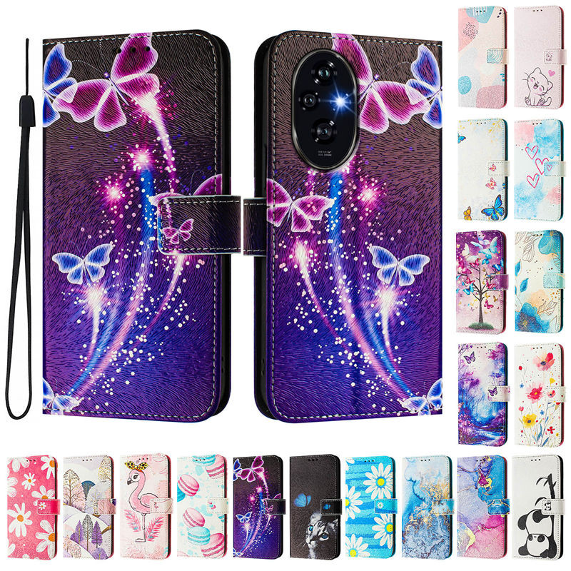 สําหรับ Honor 200 Pro กรณี ELP-AN00 น่ารักทาสีรูปแบบพลิกเคสโทรศัพท์สําหรับ Honor 200 ELI-AN00 Honor 200 Lite Honor 200 สมาร์ท 5G กรณีแม่เหล็กกระเป๋าสตางค์หนังหนังสือ