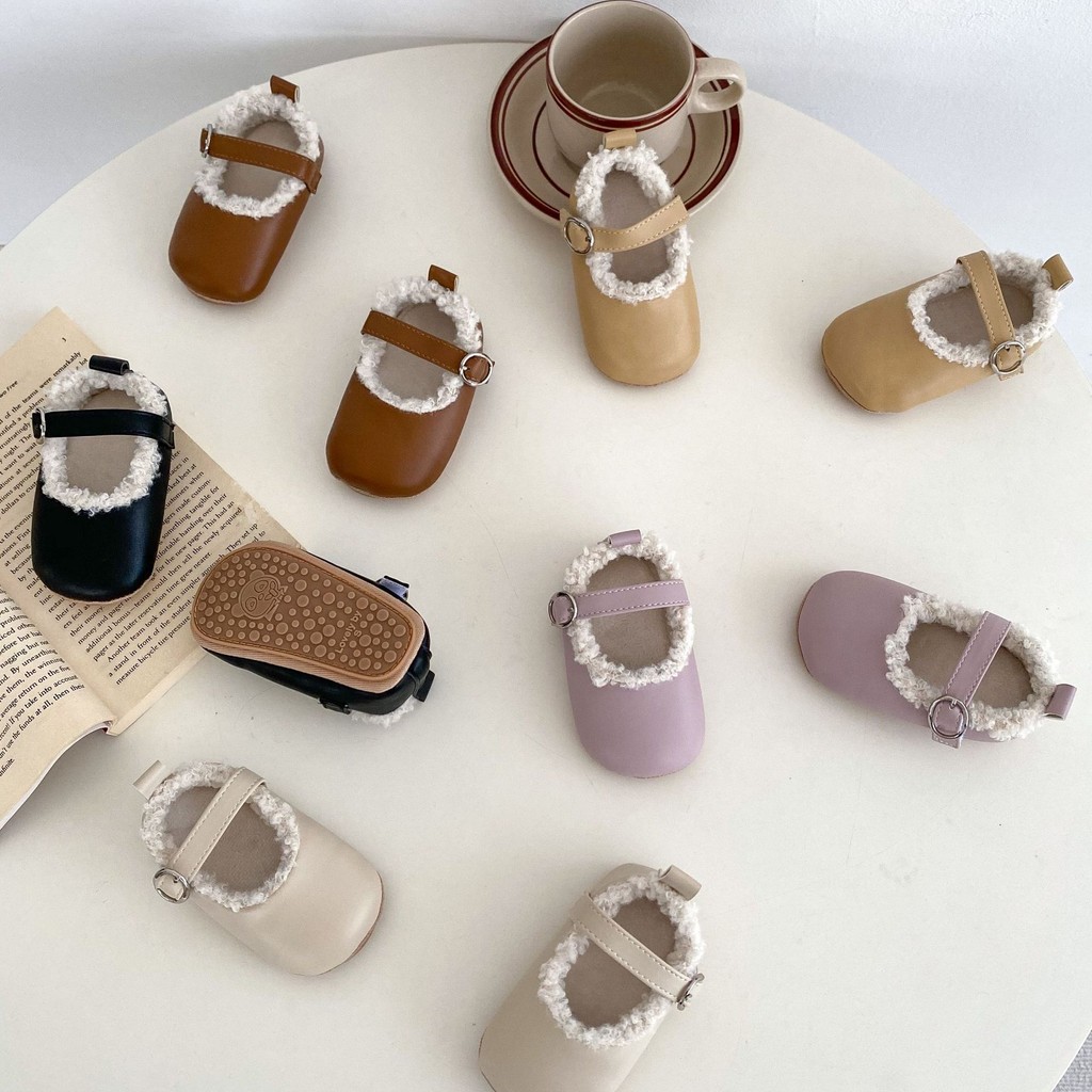 ฤดูหนาวทารก Soft-Soled กํามะหยี่สีทึบรองเท้าเด็กวัยหัดเดินเด็กทารก Soft-Soled Anti-Slip เจ้าหญิง