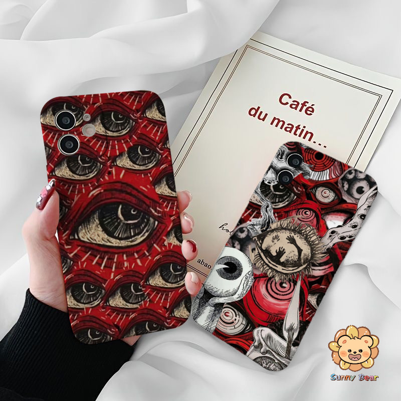 เคสโทรศัพท์iPhone 16 Pro Maxตาของปีศาจซิลิโคนเหลวโทรศัพท์มือถือกรณีfull-bodyป้องกันกันกระแทกtpuยางนุ่มสําหรับiphone 16 Pro Max 7plus 11 14 15 12 13 Pro Max 7 8 Plus XR XS