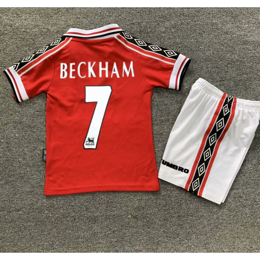 Retro 98 99 BECKHAM GIGGS Kids Kit เสื้อฟุตบอลแมนเชสเตอร์ ยูไนเต็ด เสื้อฟุตบอล