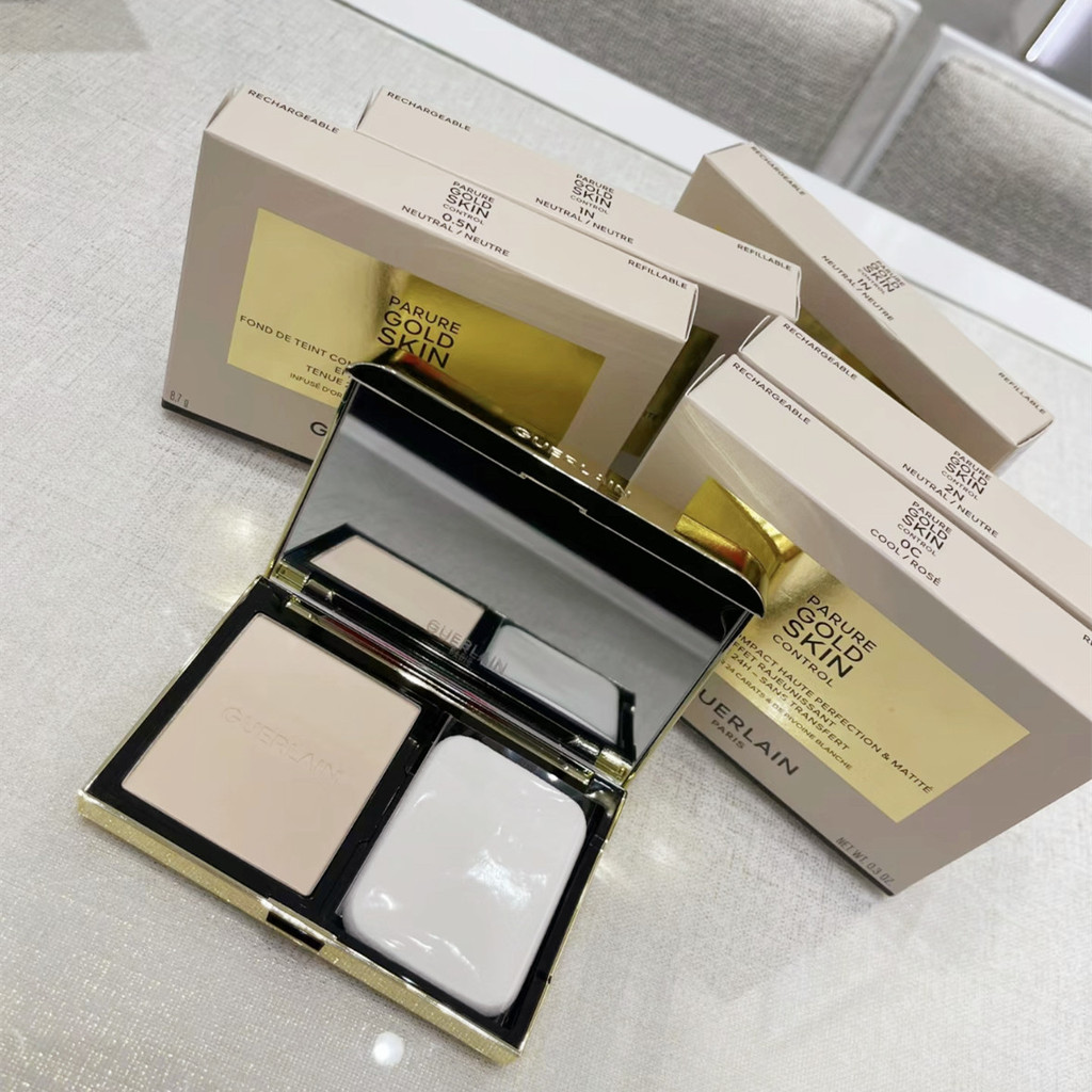 Guerlain Gold Diamond Correcting Pressed Powder SPF15 Black Diamond เพิ่มความสดใสและเซ็ตแต่งหน้า 0N 1N