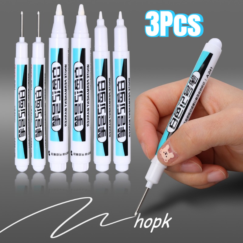 3ชิ้นสีขาวถาวรสีปากกามาร์กเกอร์สําหรับไม้พลาสติกแก้วหินโลหะผ้าใบปากกากราฟฟิตีภาพวาดศิลปะเครื่องเขียน