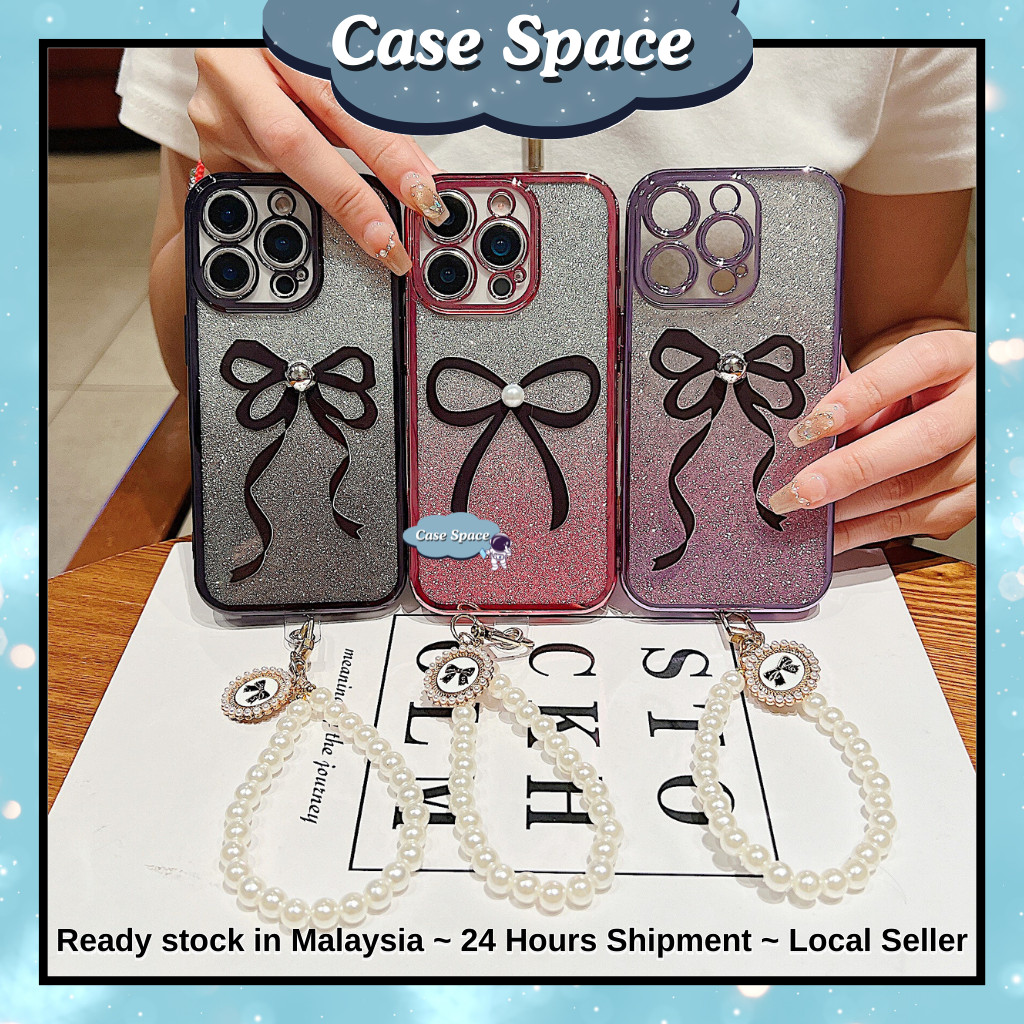 Realme 5 5i 5s 6i 14x C3 C12 C15 C35 C51 C53 C55 C63 C65 C67 C75 C75x fon sarung หยักริบบิ้นมุกโซ่ไล