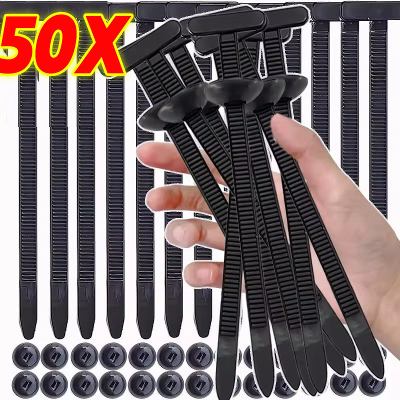 10/30/50Sets Self-locking Nylon Universal Cable Tie Buckles - Car Daily Repair Fastening Straps
