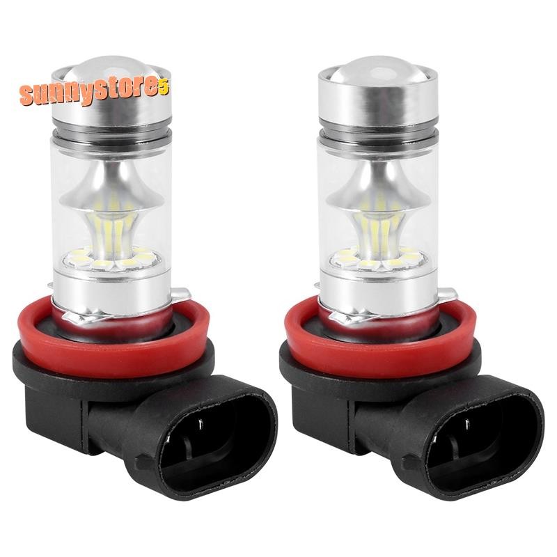 2X H8 H11 H16 6000K สีขาว 100W ไฟ LED หมอกหลอดไฟขับรถ DRL