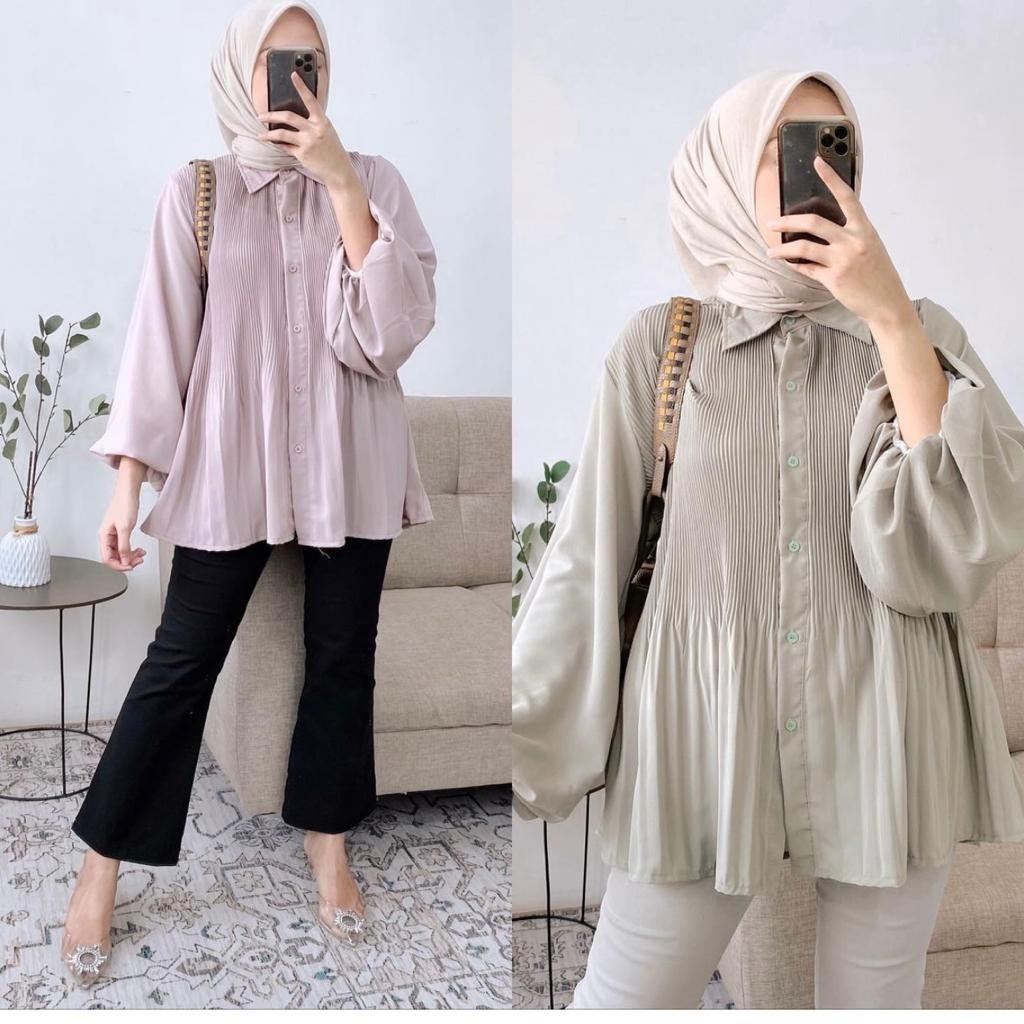 ICH - เสื้อจับจีบเกาหลี Azura เสื้อท็อปผู้หญิงลําลอง/ล่าสุด