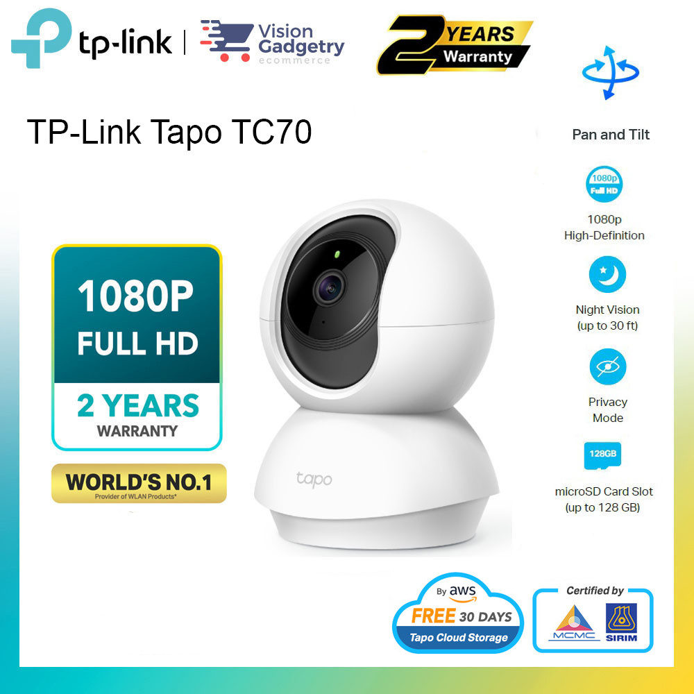 TP-Link Tapo TC70 Wi-Fi Home Security Camera Outdoor Pan/Tilt Security Wi-Fi Camera