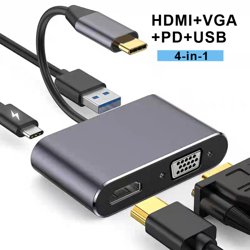 Adapter 1080P Usb-C 1 Vga 4K Type-C สำหรับ Laptop Hub แปลง HDMI