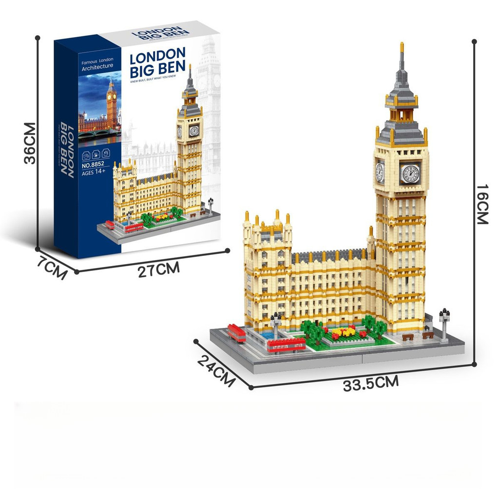 ประกอบบล็อกตัวต่อ เข้ากันได้กับ Lego Big Ben Zhong Gemini Bridge Church รูปปั้นของ Liberty ความยากสูง Asse