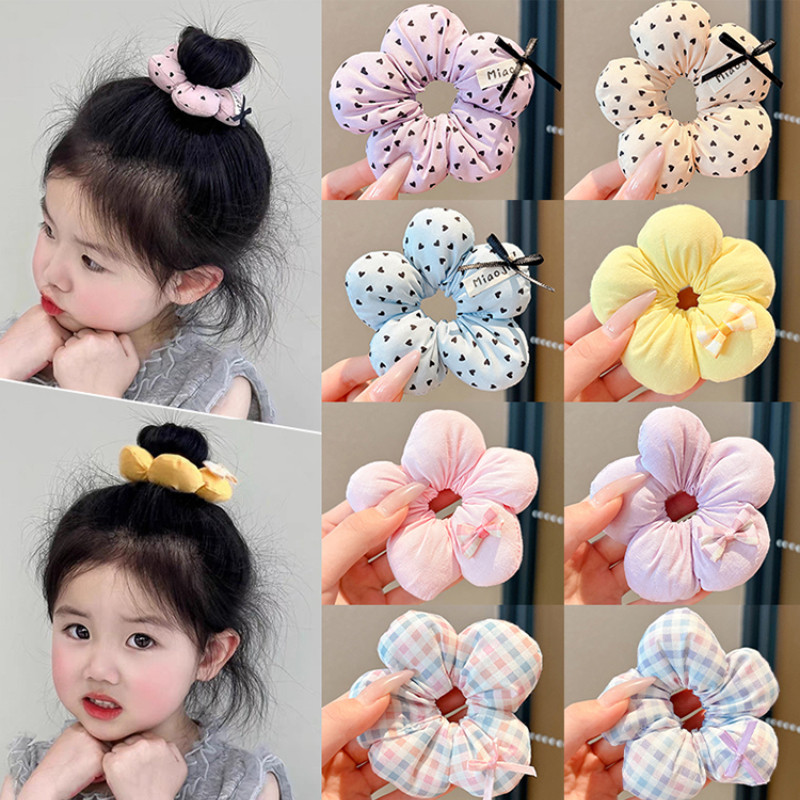 ยางมัดผมน่ารักสำหรับเด็กผู้หญิง สีสันสดใสเหมือนดอกไม้ เสริมความ جميلในการแต่งผม