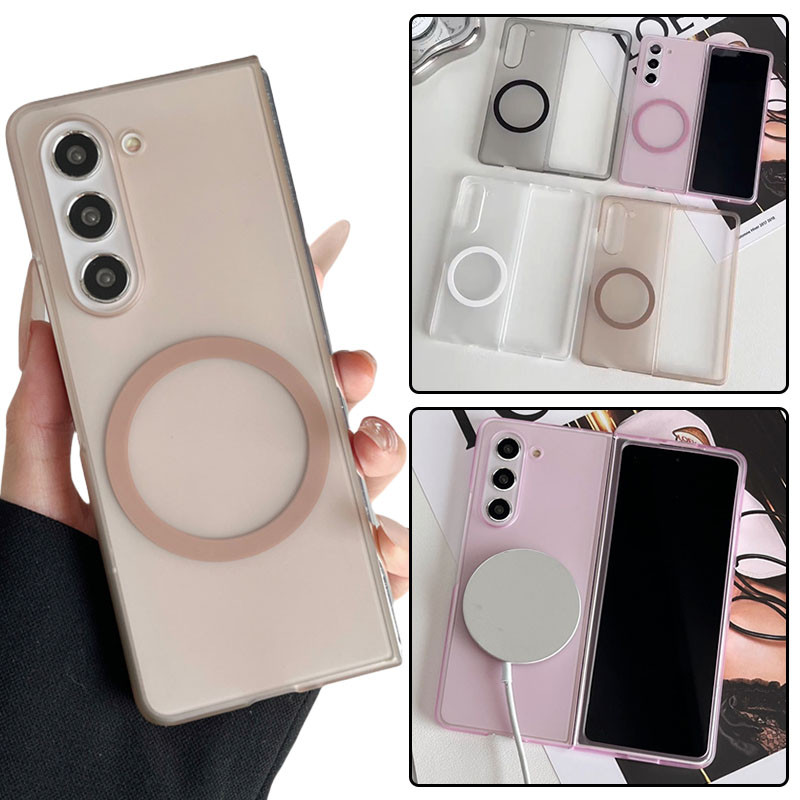 Slim Translucent Matte Magnetic Hard Acrylic Cover สําหรับ Samsung Galaxy Z Fold 7/6/5/4/3 (Fold7/Fold6)