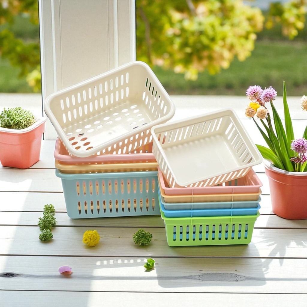 ตะกร้าพลาสติก แบบมินิมอล ตะกร้าใส่ของอเนกประสงค์ Life-pro รุ่น B-705 กับ B-706