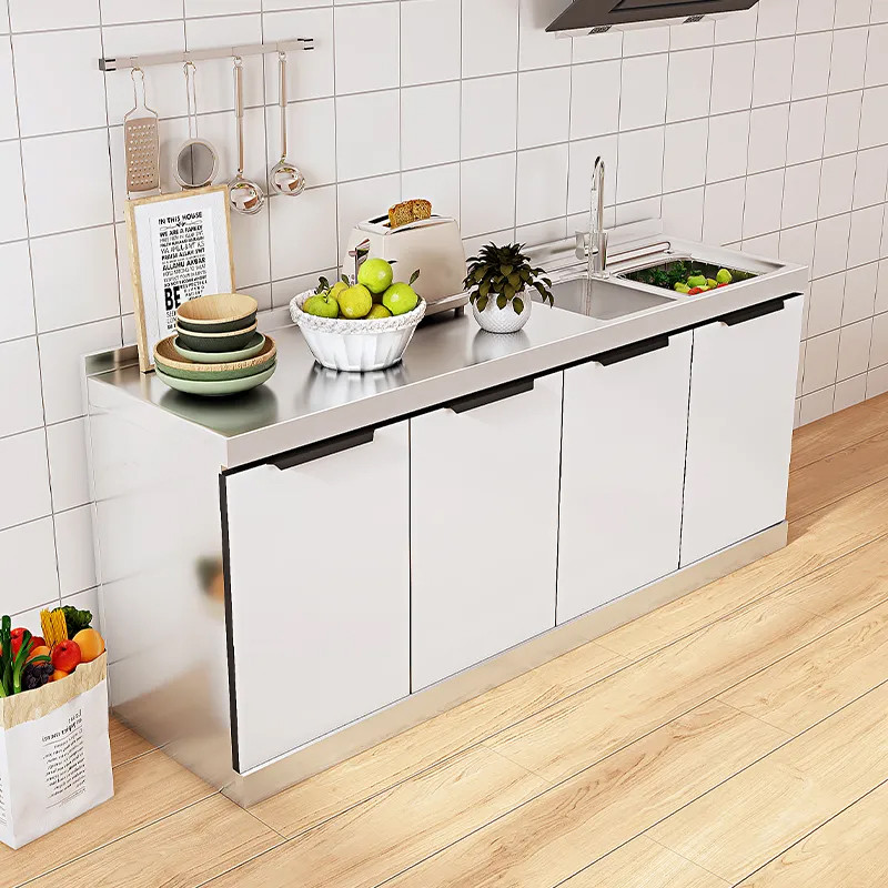 【รถผู้ขาย ส่งฟรี】MOK สแตนเลสครัวล็อคเกอร์ตั้ง อ่างล้างจานฐานง่ายตู้ cooktop เก็บตู้ Dapur Gas Almari Dapur Murah