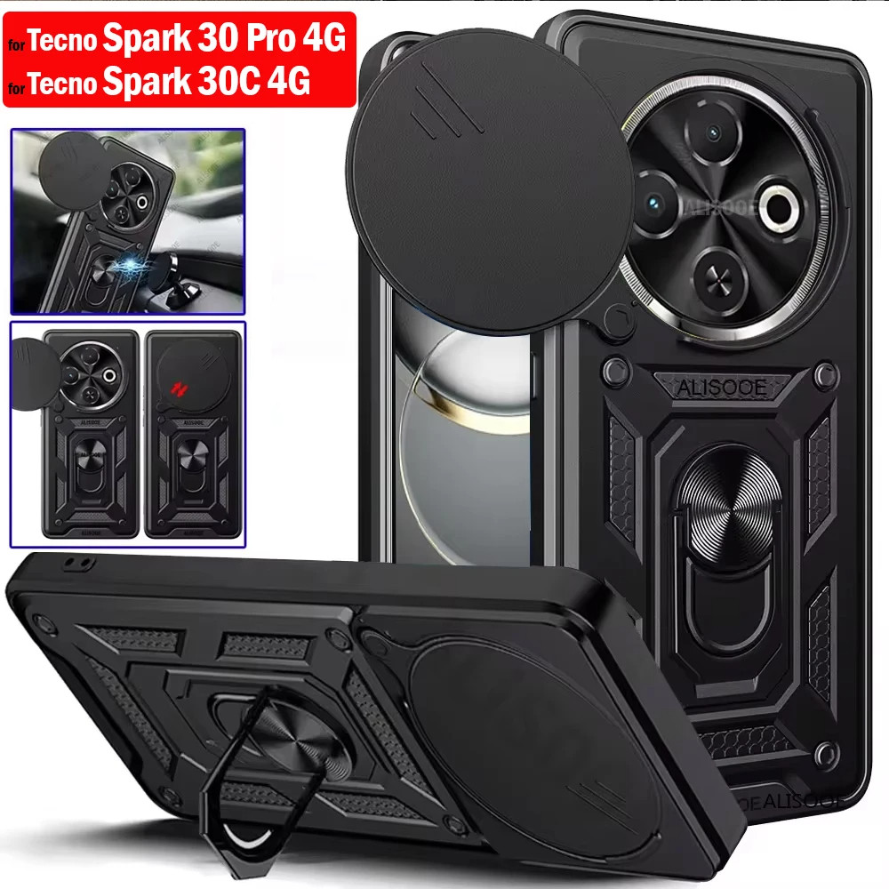 TECHNO SPARK 30C / SPARK 30 PRO Military Case Armor Slide Ring Case Standing Holder