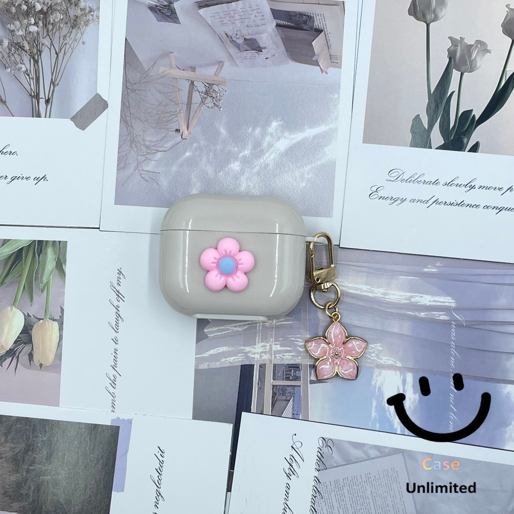 สําหรับ GOOJODOQ J228 J229 AI เคส Case เคสหูฟังบุคลิกภาพครีมสีขาวสีชมพูจี้ดอกพีช