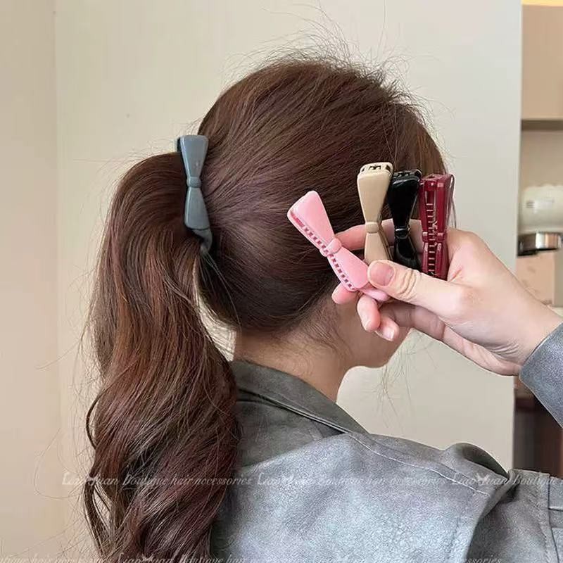 Simple New Bow Banana Clip Womens Hair Twist Clip High Ponytail Vertical Clip