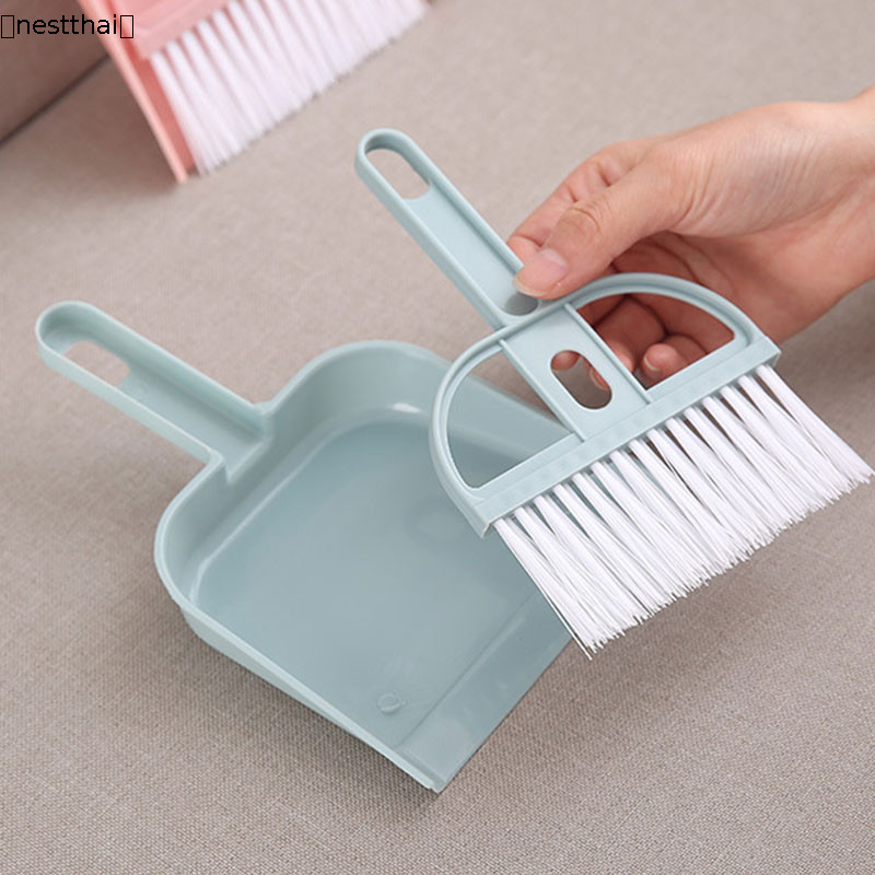 🍉nestthai🍉ชุดไม้กวาดตั้งโต๊ะขนาดเล็กพร้อมที่โกยผงในรถยนต์พร้อมเตียงกวาด ที่โกยขยะ พลั่วกวาดแป้นพิมพ์ - รูปที่ 6