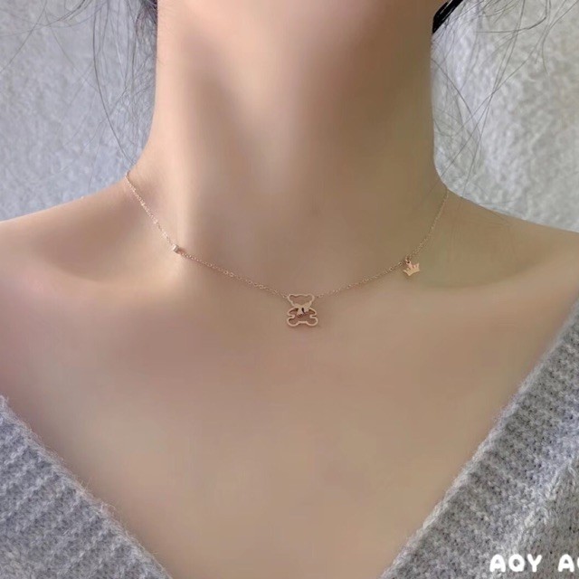ล่าสุด KL-03 Simple Minimalist Titanium Cullum Teddy Bear Necklace