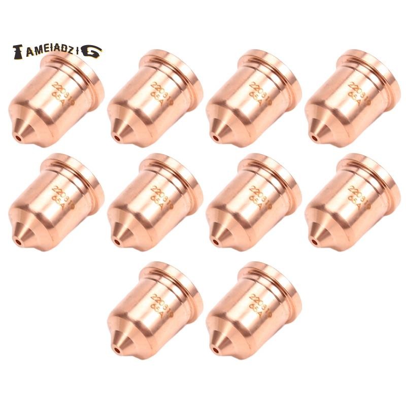 10ชิ้น 220819 65A หัวฉีด Fit สําหรับวัสดุสิ้นเปลืองไฟฉายตัดพลาสม่า 65/85/105