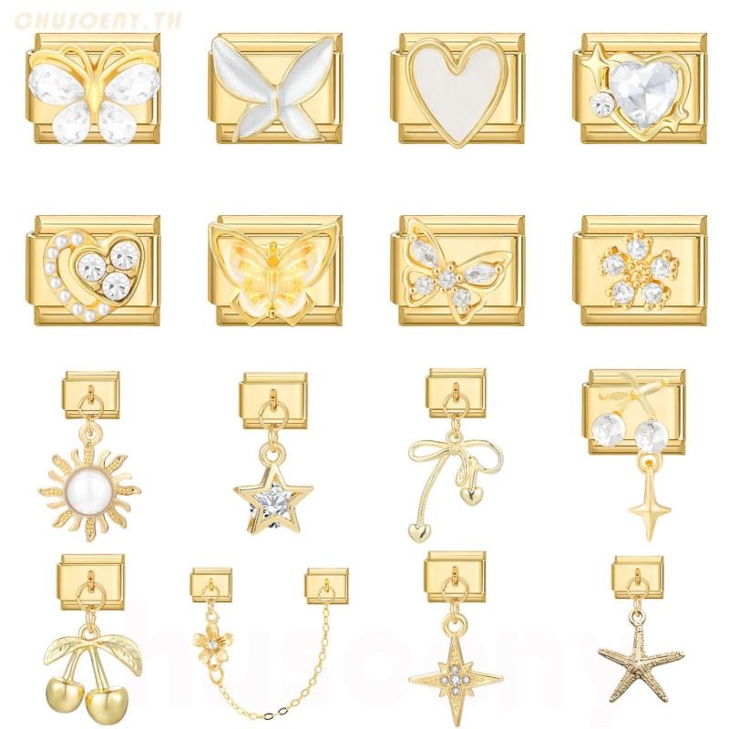 ทองด้านล่างชุดเสน่ห์อิตาลีลิงค์พอดี9มิลลิเมตรสร้อยข้อมือทําทําเองรักผีเสื้อดอกไม้เสน่ห์สร้อยข้อมือลิงค์อุปกรณ์ย้อนยุคโมดูลสร้อยข้อ