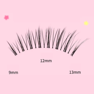 9-12-13 มม.พู่สไตล์ขนตาปลอมธรรมชาติ Curling Clear Stem บนกล้องเริ่มต้น One-piece Lash