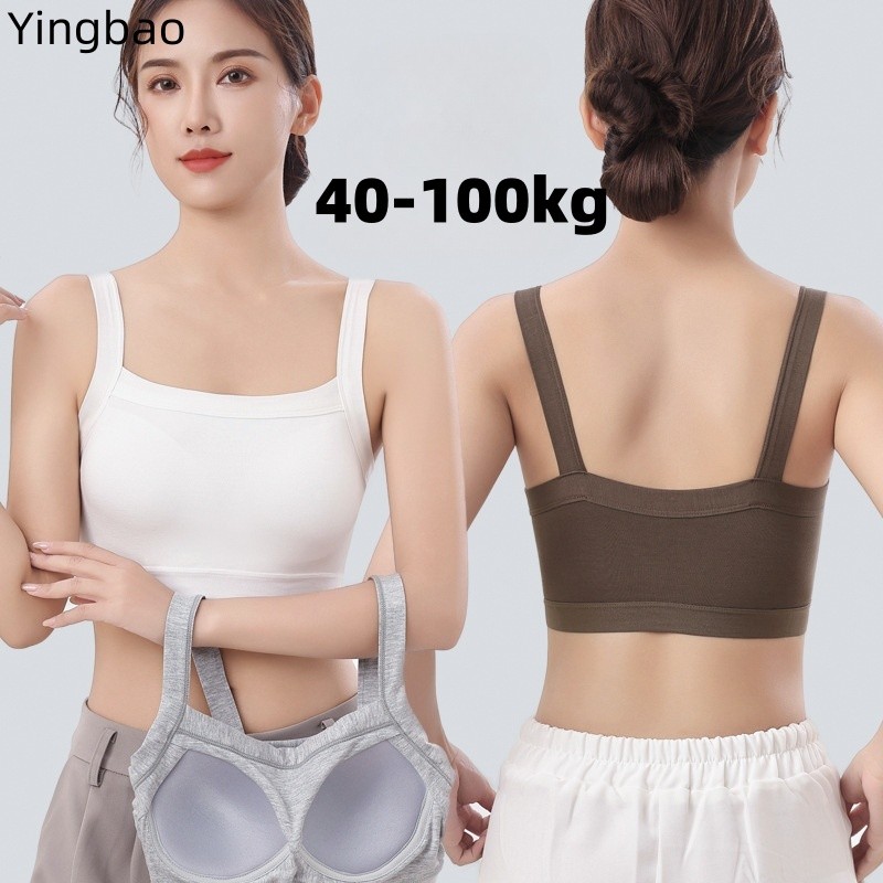 Yingbao Crop Top สำหรับผู้หญิง ทรงกระชับ สปอร์ตบราในตัว เหมาะสมกับฤดูร้อน ไซส์ใหญ่มีให้เลือก