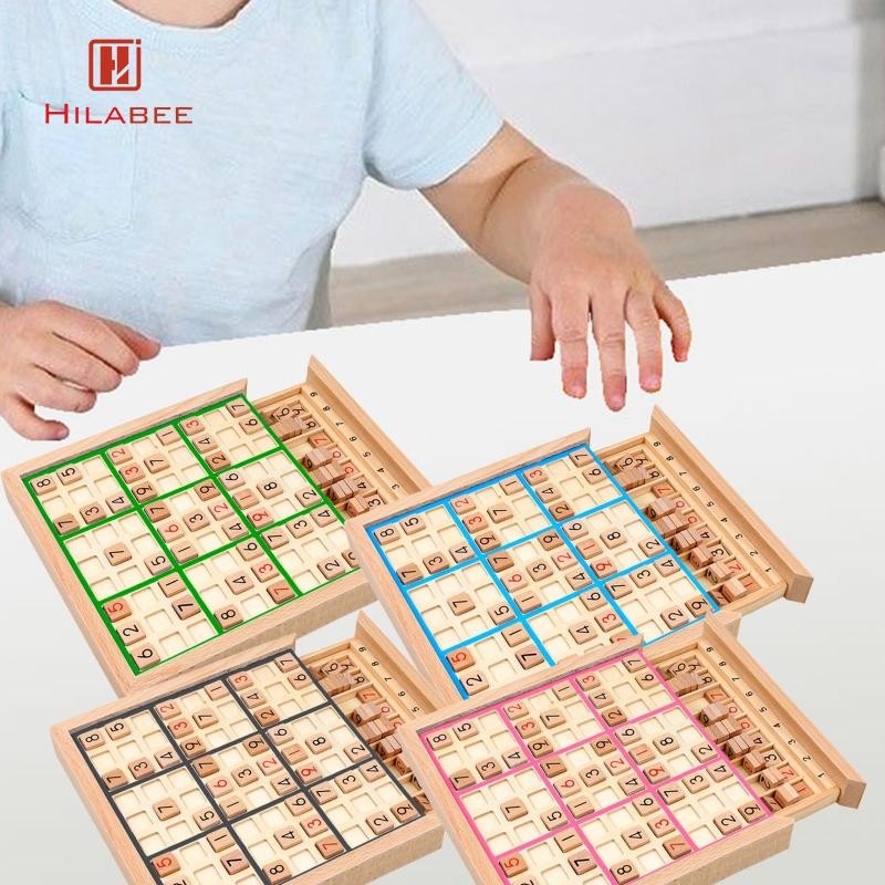 [hilabee] Wooden Sudoku Board Family Game ชุดของเล่นเพื่อการศึกษาสําหรับเด็กของขวัญคริสต์มาส