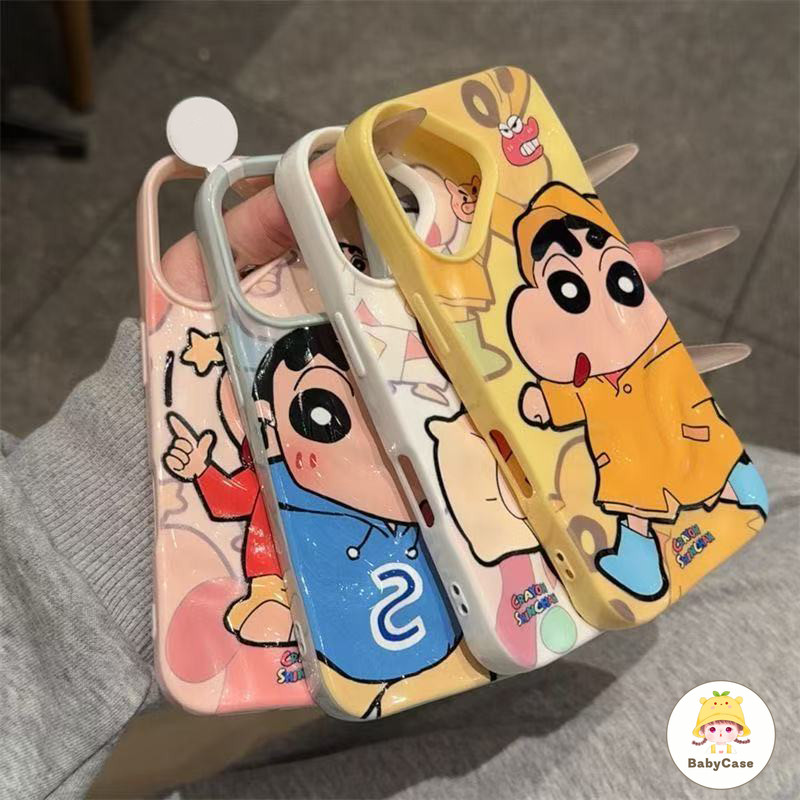 เคสไอโฟน 15 13 สำหรับ iPhone 11 16 13 15 14 12 Pro Max 15 14 16 6 6S Plus XR X XS ผ้าคลุมลายการ์ตูนเครยอนชินจังสุดน่ารัก - รูปที่ 5