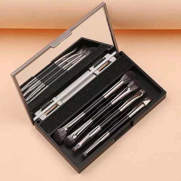 supermom official toner pad laglace ชุดแปรงอายแชโดว์สองหัวกระจอกขนาดเล็กสำหรับการเดินทางแบบพกพามูลค่