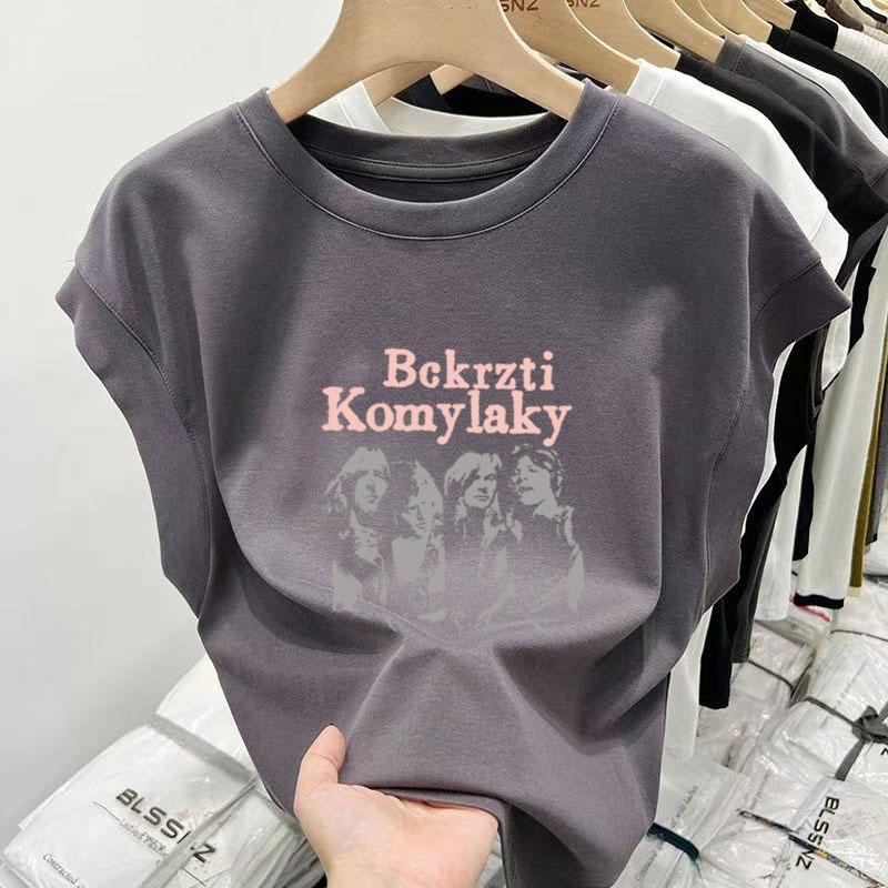 เสื้อเชิ้ตทรงหลวมลำลองแขนกุดสไตล์เกาหลี เสื้อผ้าแฟชั่นไซส์ใหญ่สำหรับสาวอวบ เสื้อยืดผู้หญิงสวยๆ สุดฮิต ลายสกรีนพิมพ์ thumbnail 10