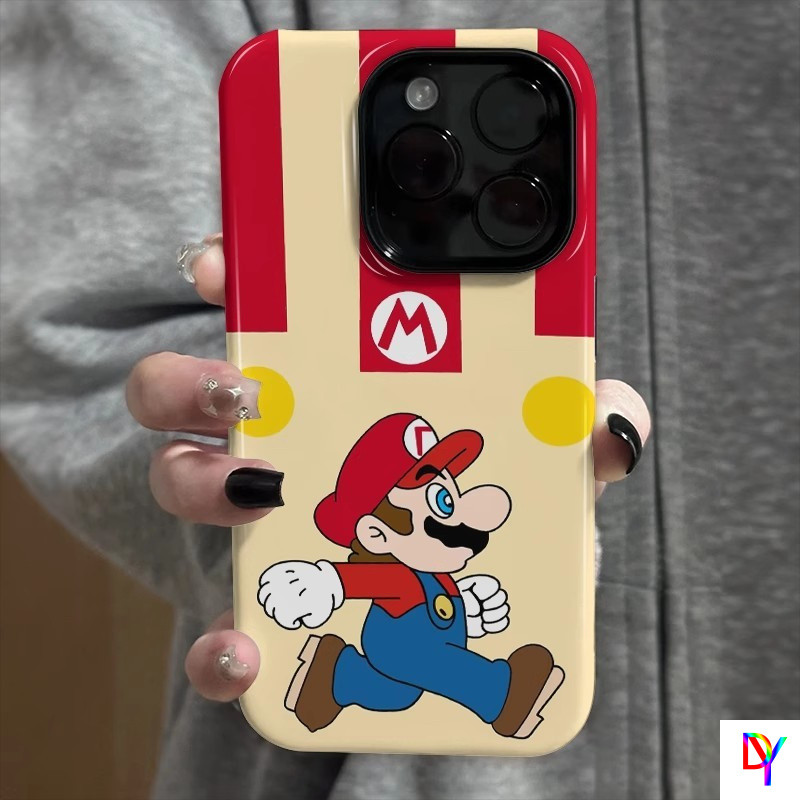 แถบแนวตั้ง Mario Apple 16 Pro เคสโทรศัพท์ iPhone 15 ฟิล์มสองในหนึ่งเดียว 11 เคสแข็ง 14 Pro Dual Layer 13