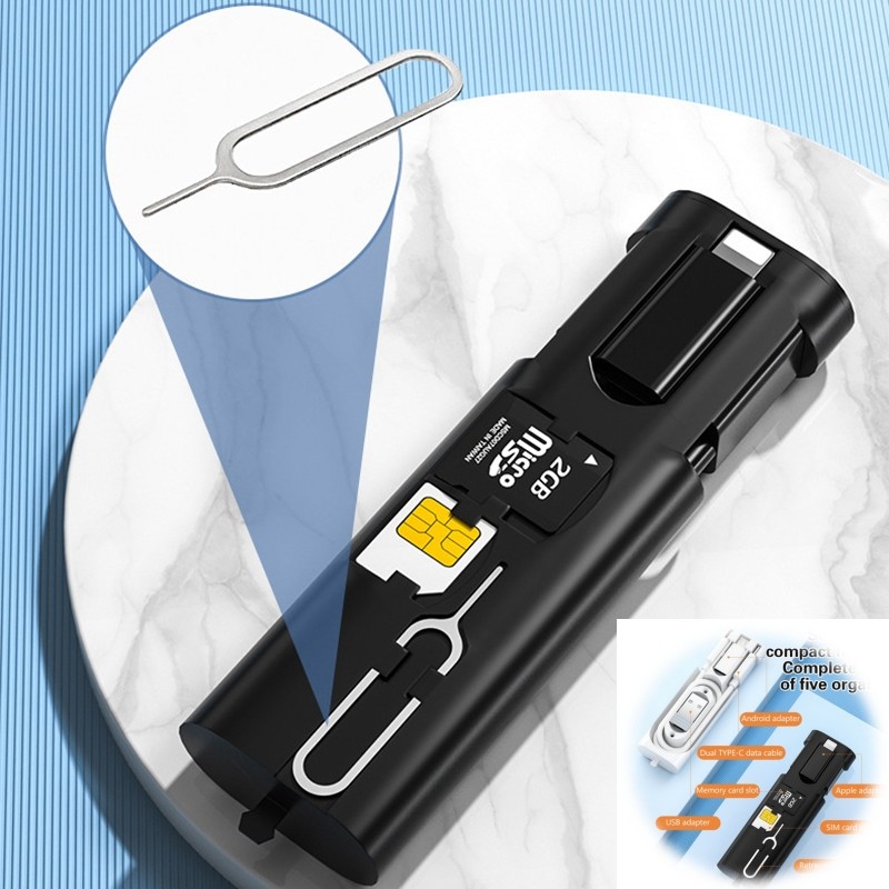 ซ่อนชาร์จเร็วสุด 60W สาย USB C ถึง Type C สําหรับ IPhone Android 5 In 1 ชุดเคสชาร์จสายเคเบิลอะแดปเตอร์