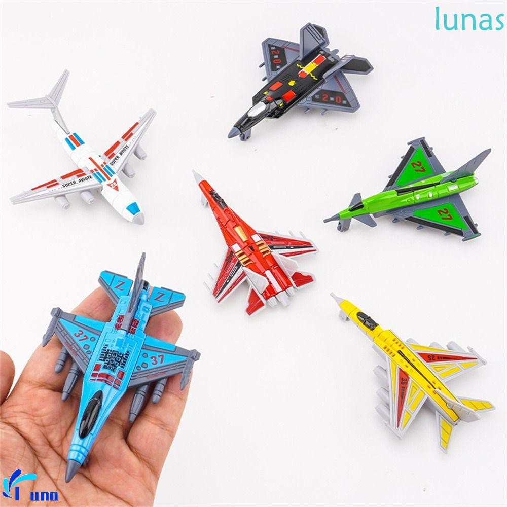 LUNASOL ของเล่นเครื่องบิน จําลอง Gliding เครื่องบินรุ่น Diecast Fighter Jet 1/64 ของเล่นแบบโต้ตอบสําหรับเด็ก