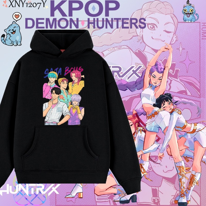 2025 เสื้อฮู้ด KPop Demon Hunters  Hoodie Unisex X05 แฟชั่นหลวม ชายพิมพ์เสื้อกัน