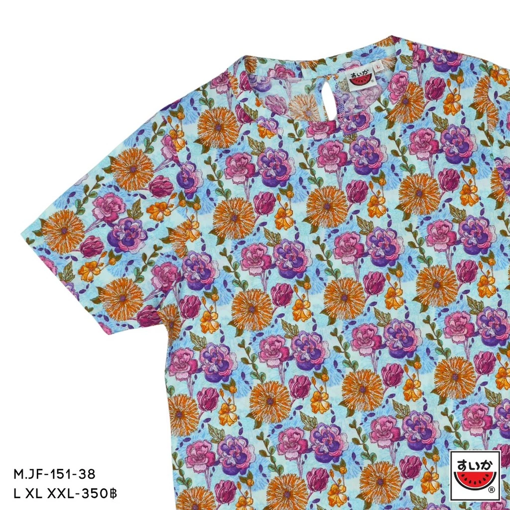 เสื้อแตงโม SUIKA คอจีนแขนสั้น ติดกระดุมหลัง ลายดอกไม้ M.JF-151 thumbnail 6