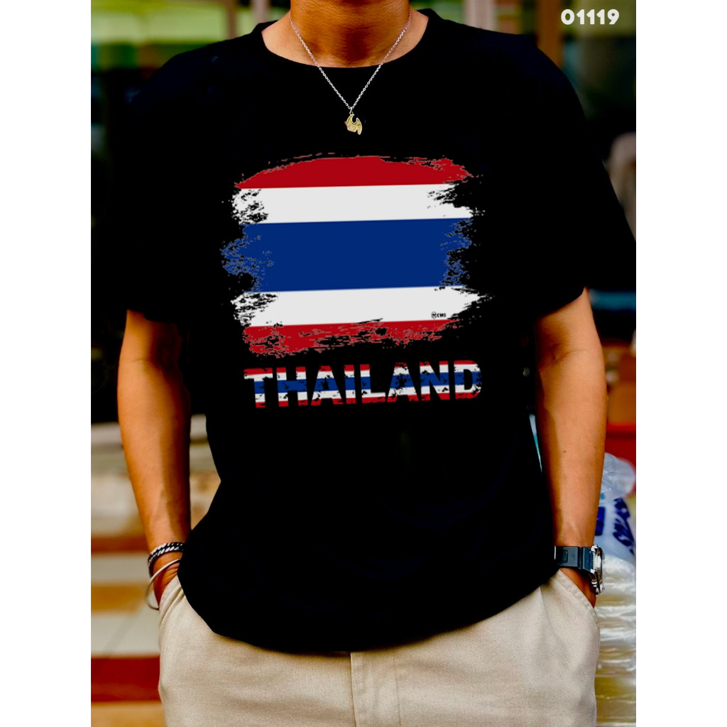 เสื้อยืดพิมพ์ลาย "ประเทศไทย" ทำจากคอotton 100% แสดงความรักและ Pace