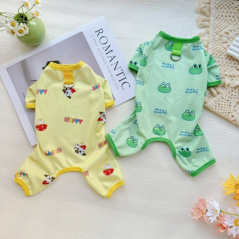 เสื้อผ้าสัตว์เลี้ยงฤดูร้อนน่ารัก | พร้อมหัวเข็มขัดหูรูด | ชุดจั๊มสูทสัตว์เลี้ยง | ชุดสี่เท่าสัตว์เลี้ยง | เหมาะสําหรับแมว/สุนัข