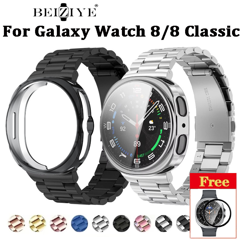 สายสแตนเลส + TPU สําหรับ Samsung Galaxy Watch 8 classic สร้อยข้อมืสําหรับ Galaxy Watch 8 40mm 44mm ป้องกันหน้าจอ – โปรปัง