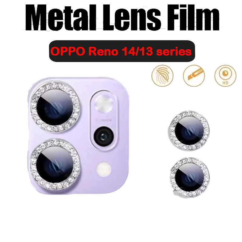 เพชรโลหะกล้องสําหรับ OPPO Reno 16 15 14 13 Pro 14F 4G 5G 2025 กระจกนิรภัยเลนส์แหวน Protector สําหรับ Reno16Pro Reno16 16F Reno15 Reno14 Reno14Pro 14Pro Reno14F Reno13 Reno13Pro Reno13F ฝาครอบเลนส์