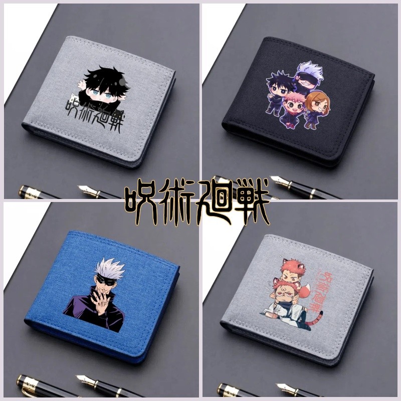 ใหม่ Jujutsu Kaisen กระเป๋าสตางค์พับได้ ลายการ์ตูน พกพาสะดวก สไตล์แบงค์บัตรเหรียญ ของขวัญวันเกิดสำหรับเด็ก