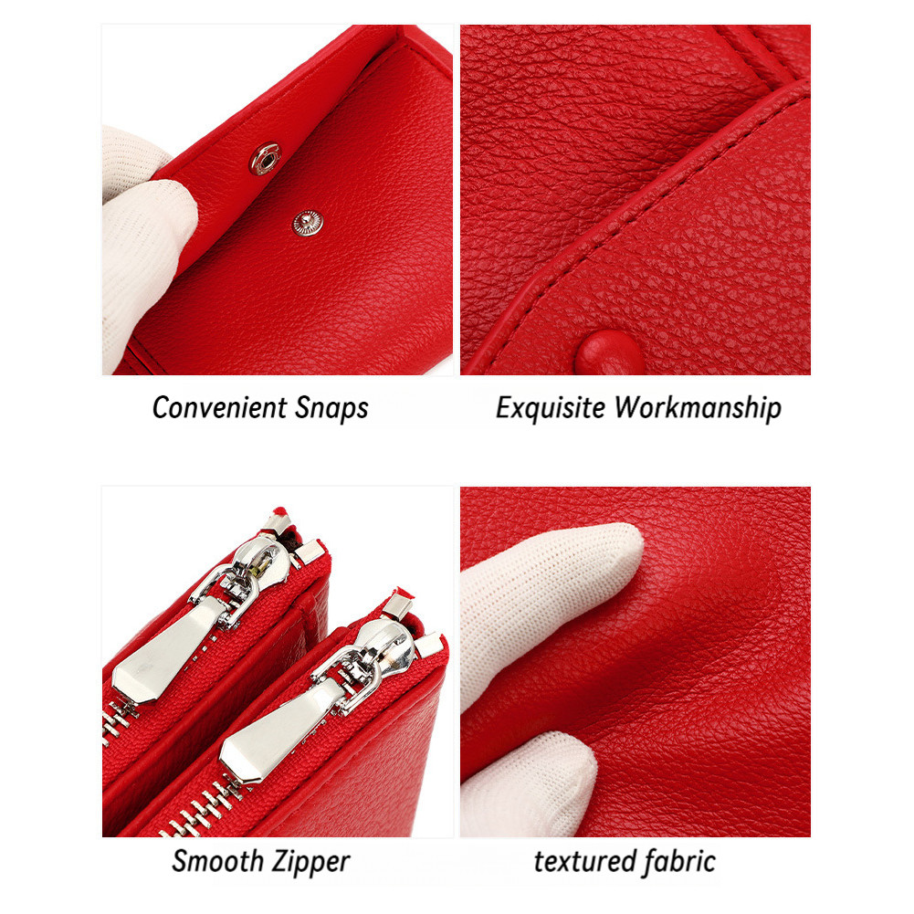 MOAOCAT กระเป๋าสตางค์ใบเล็กผู้หญิง สไตล์มินิมอล ดีไซน์ซิปสองช่อง มีช่องสำหรับเก็บเหรียญ No 259 - รูปที่ 3