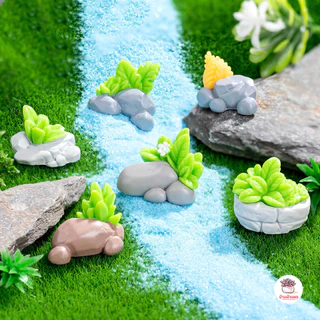 ก้อนหินแต่งสวน [ เซต 6 ชิ้น ] ตุ๊กตาจิ๋ว โมเดลจิ๋ว แต่งสวน ตุ๊กตาแต่งสวนจิ๋ว ตุ๊กตาจัดสวนถาด