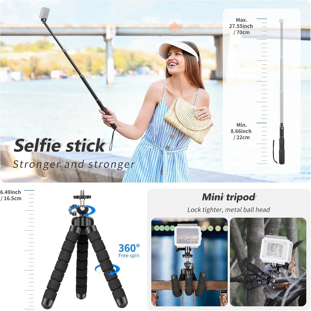 NEEWER ชุดอุปกรณ์เสริมกล้องแอคชั่นแคม 50-in-1 สำหรับ GoPro Hero 12/11 DJI OSMO Insta360 thumbnail 7