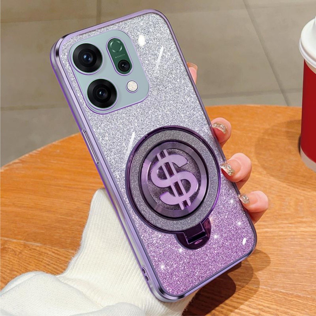 Softcase Oppo Reno 14 14F Pro 5G เคส Glitter Dollar Ring Stand เคสโทรศัพท์มือถือไร้สาย